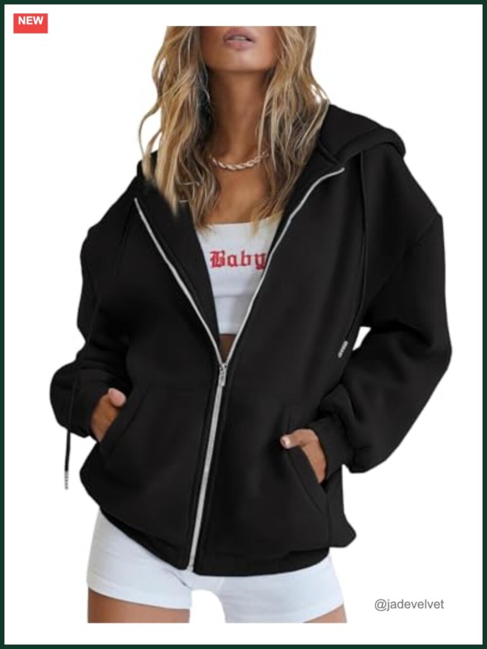 Oversized Fleece Zip Up Hoodie with Pockets Drawstring Hood